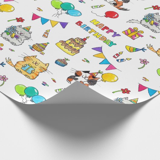 Happy Birthday Katten die papier inpakken van Nico (Hoek)