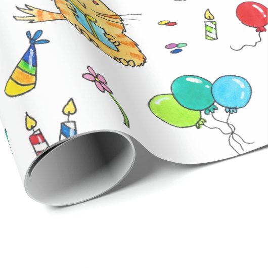Happy Birthday Katten die papier inpakken van Nico (Rol Hoek)