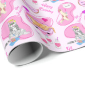 Happy Birthday Katten hebben een feest Cadeaupapier (Rol Hoek)