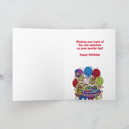 Happy Birthday Katten voor Kind Custom Name Kaart (Binnen)