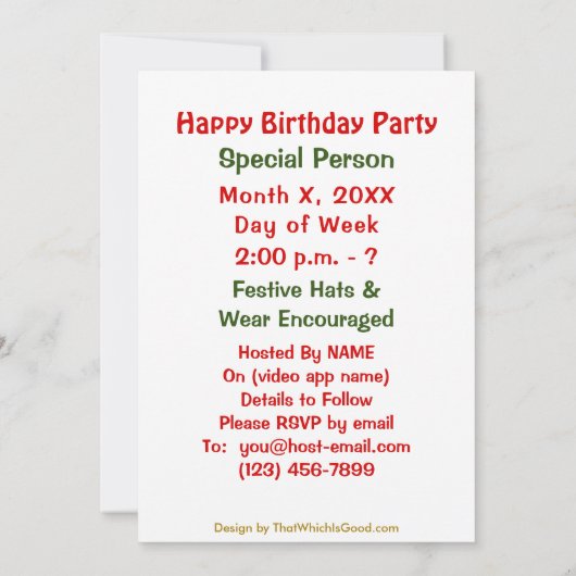 Happy Birthday Kayaker Virtual Kaart (Achterkant)