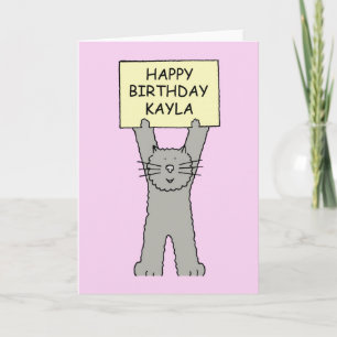 Happy Birthday Kayla Cartoon Cat Kaart