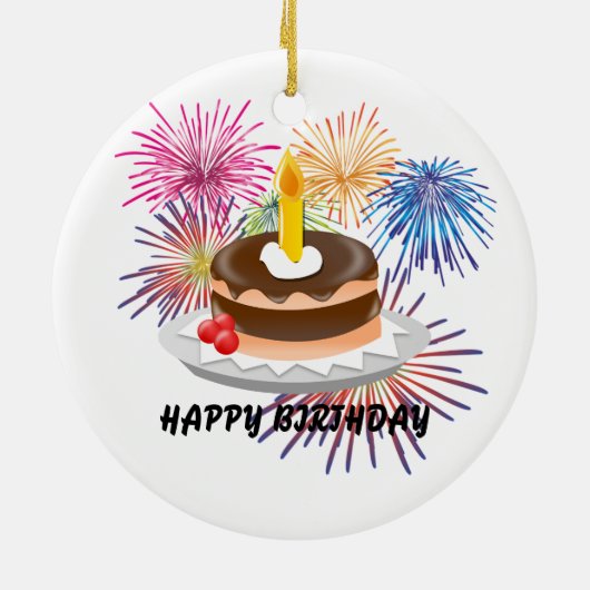 Happy Birthday Keramisch Ornament (Achterkant)