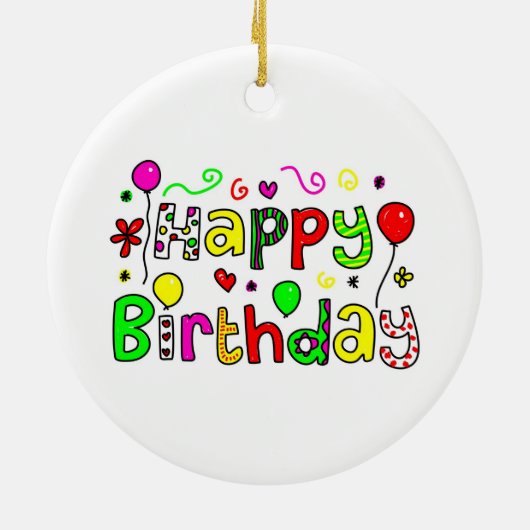 Happy Birthday Keramisch Ornament (Achterkant)