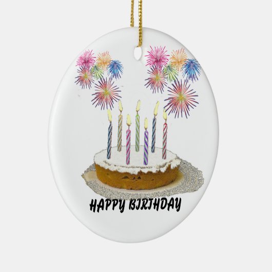 Happy Birthday Keramisch Ornament (Rechts)