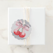 Happy Birthday  Kersen blauw strepen pastel Bedankjes Labels (In situ)