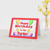 Happy Birthday Kickens for Twins Kaart (Gele Bloem)