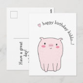 Happy Birthday Kiddo...! Schattige Varken Kinderen Briefkaart (Voorkant / Achterkant)