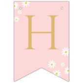 Happy Birthday Kids boho daisy Cute Pink  Vlaggetjes (Tweede vlag)
