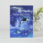 Happy Birthday - Killer Whales on Full Moon (Staand voorkant)