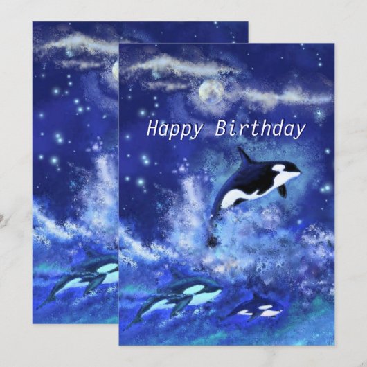 Happy Birthday - Killer Whales on Full Moon (Voorkant / Achterkant)