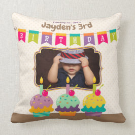 Happy Birthday Kind Kleurrijke Cupcakes Bunting Fo Kussen