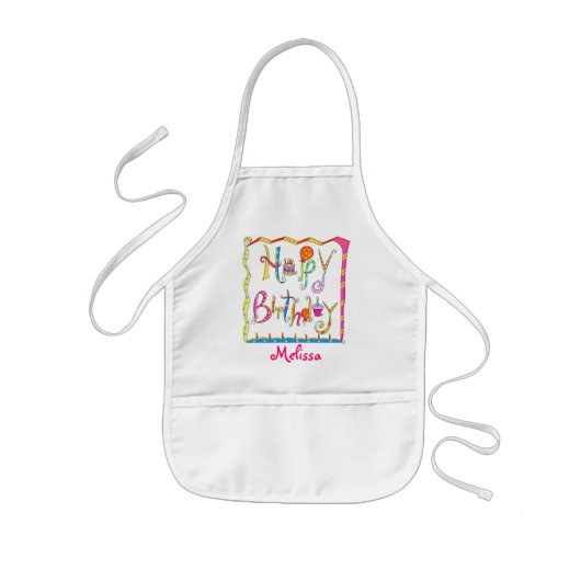 Happy Birthday Kinder Apron Kinder Schort (Voorkant)