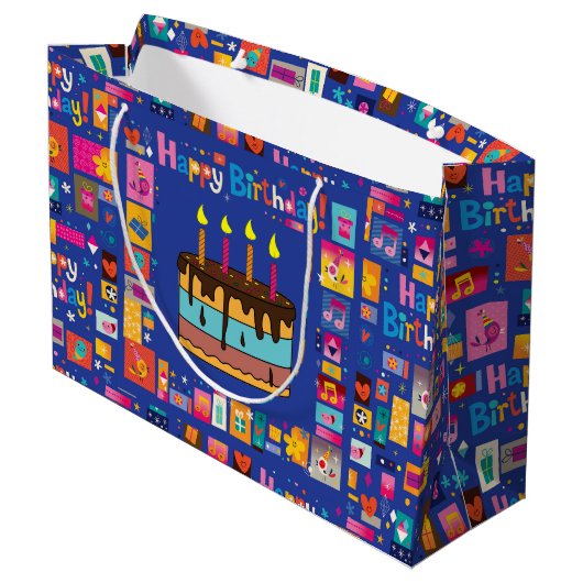 Happy Birthday Kinder Groot Cadeauzakje (Achterkant Gekanteld)