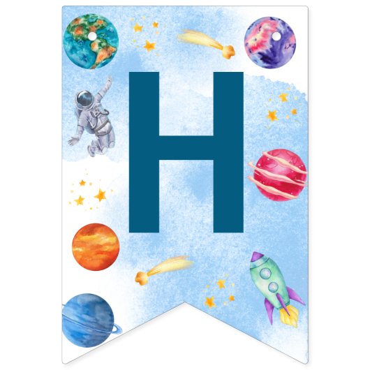 Happy Birthday Kinder Modern Blue Vlaggetjes (Tweede vlag)