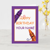 Happy Birthday Kinder Name Crayon Design Greeting Kaart (Gele Bloem)