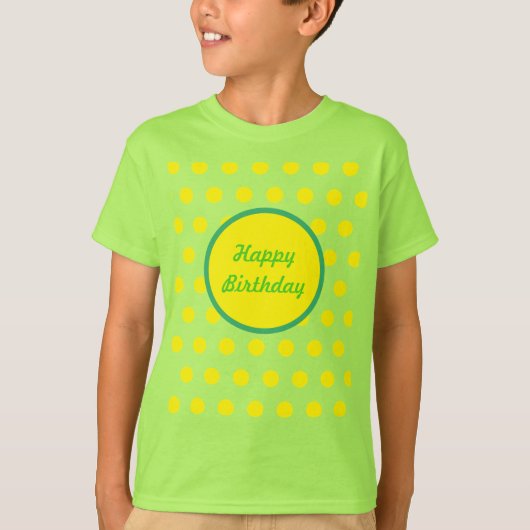 Happy Birthday Kindert-shirt Neon Groen & Geel T-shirt (Voorkant)