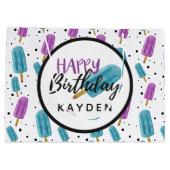 Happy Birthday Kind's naam Summer Ice Pop Party Groot Cadeauzakje (Achterkant)