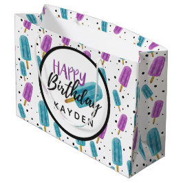 Happy Birthday Kind's naam Summer Ice Pop Party Groot Cadeauzakje