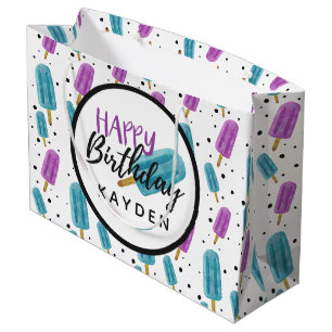 Happy Birthday Kind's naam Summer Ice Pop Party Groot Cadeauzakje