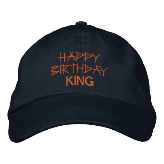 Happy Birthday KING Gedrukte tekst Feest-Pet Geborduurde Pet (Voorkant)