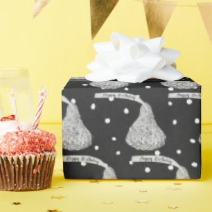 Happy Birthday Kisses over Stippen Cadeaupapier