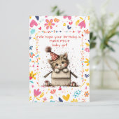 Happy Birthday Kitten Baby Girl Kaart (Staand voorkant)