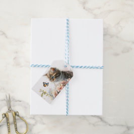 Happy Birthday Kitten in de tuin Cadeaulabel