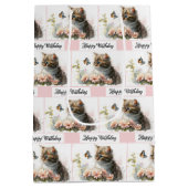 Happy Birthday Kitten in de tuin Medium Cadeauzakje (Achterkant)