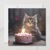 Happy Birthday Kitten Kaart (Voorkant)