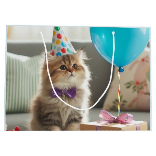 Happy Birthday Kitty Cat Groot Cadeauzakje (Achterkant)