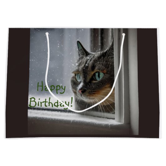 Happy Birthday Kitty Cat Groot Cadeauzakje (Voorkant)