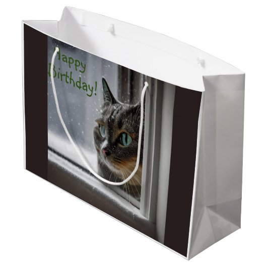 Happy Birthday Kitty Cat Groot Cadeauzakje (Achterkant Gekanteld)