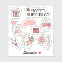 Happy Birthday Kitty kat Sticker sheet