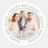Happy Birthday | Klassieke eenvoudige aangepaste f Ronde Sticker (Voorkant)