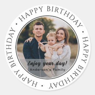 Happy Birthday   Klassieke eenvoudige aangepaste f Ronde Sticker