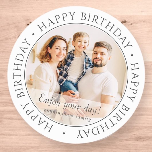 Happy Birthday | Klassieke eenvoudige aangepaste f Ronde Sticker