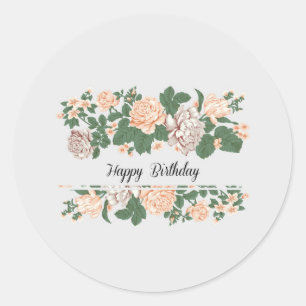 Happy Birthday Klassieke eenvoudige Floral Moder Ronde Sticker