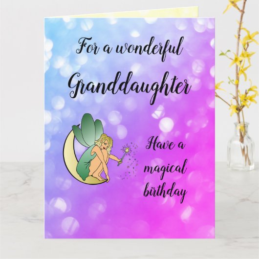 Happy Birthday Kleindochter Fairy design Kaart (Gele Bloem)