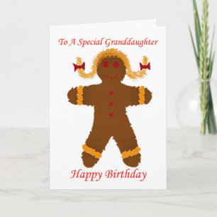 Happy Birthday kleindochter gingerbrood meisje Kaart