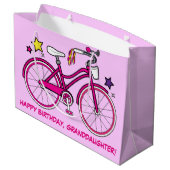 Happy Birthday-kleindochter met fiets Large Cadeautasje (Achterkant Gekanteld)