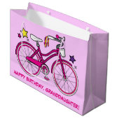 Happy Birthday-kleindochter met fiets Large Cadeautasje (Voorkant Gekanteld)