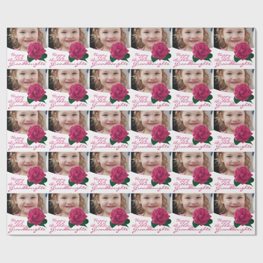 Happy Birthday-kleindochter roze omslagpapier Cadeaupapier (Vlak)