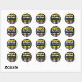 Happy Birthday kleine broeder stripey Ronde Sticker (Vel)