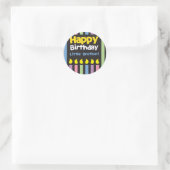 Happy Birthday kleine broeder stripey Ronde Sticker (Tas)