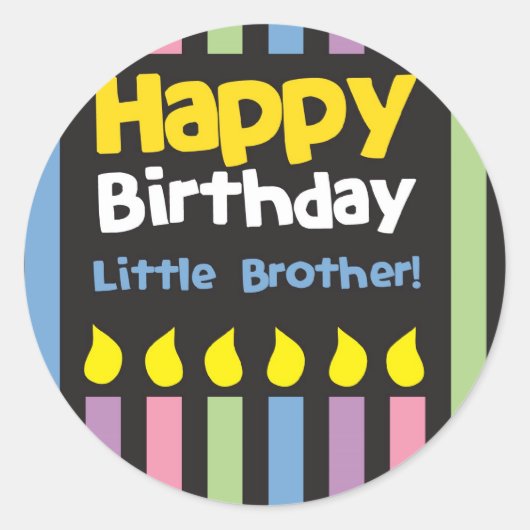 Happy Birthday kleine broeder stripey Ronde Sticker (Voorkant)