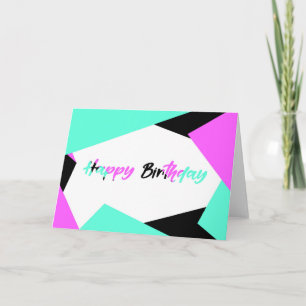Happy Birthday Kleurblokkerende Kaart Zwart Blau