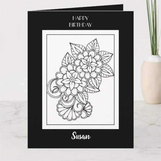 Happy Birthday Kleuren Floral Wenskaart Kaart (Voorkant)