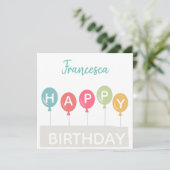 Happy Birthday kleurful ballons, aangepaste naam Kaart (Staand voorkant)