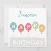 Happy Birthday kleurful ballons, aangepaste naam Kaart (Voorkant)